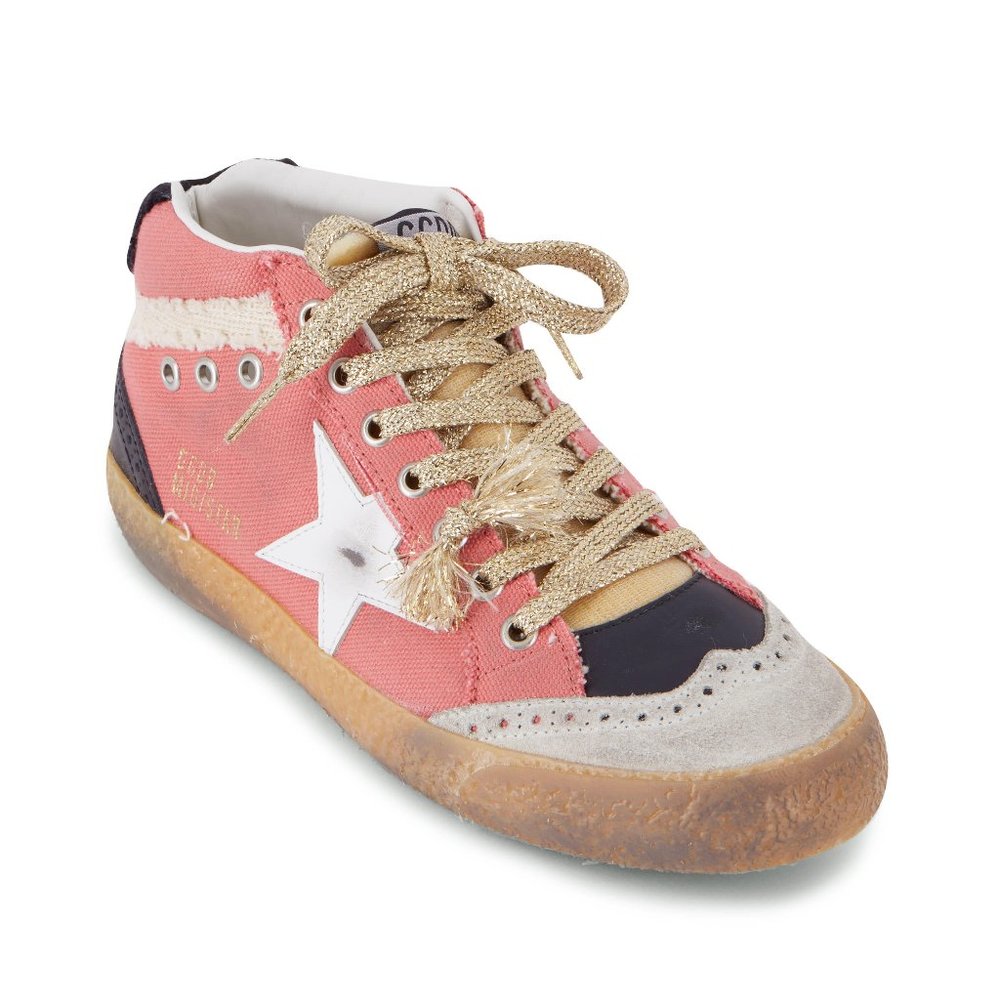 NIB Golden Goose Midstar Salmon Canvas & White Star Sneaker,37